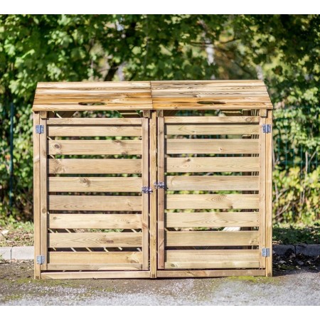 Armadio Basso in Legno 2 Ante Mobile per Secchi Raccolta Differenziata Giardino