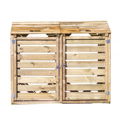Armadio Basso in Legno 2 Ante Mobile per Secchi Raccolta Differenziata Giardino