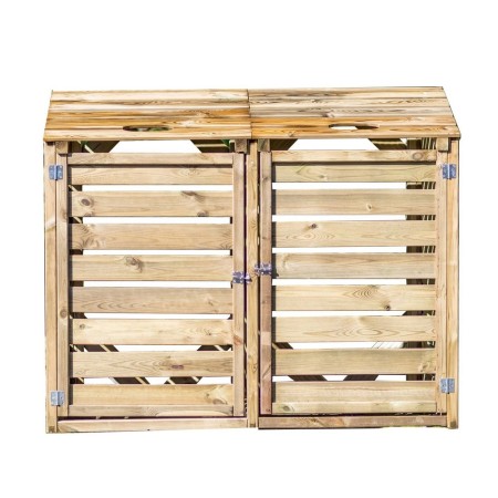 Armadio Basso in Legno 2 Ante Mobile per Secchi Raccolta Differenziata Giardino