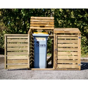 Armadio Basso in Legno 2 Ante Mobile per Secchi Raccolta Differenziata Giardino