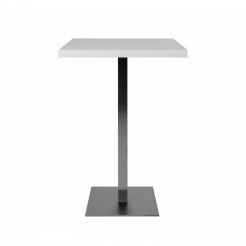 Tavolo Alto Quadrato in Legno da Bar per Sgabelli 70x70 Bianco Cromato Cucina