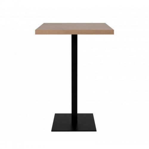 Tavolo Quadrato 70x70 Alto da Bar per Sgabelli in Legno Rovere e Metallo Nero