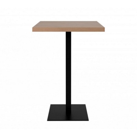 Tavolo Quadrato 70x70 Alto da Bar per Sgabelli in Legno Rovere e Metallo Nero