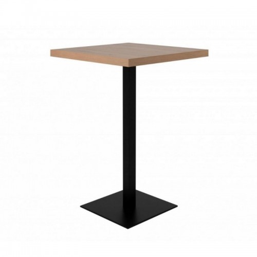 Tavolo Quadrato 70x70 Alto da Bar per Sgabelli in Legno Rovere e Metallo Nero