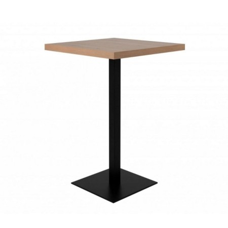 Tavolo Quadrato 70x70 Alto da Bar per Sgabelli in Legno Rovere e Metallo Nero