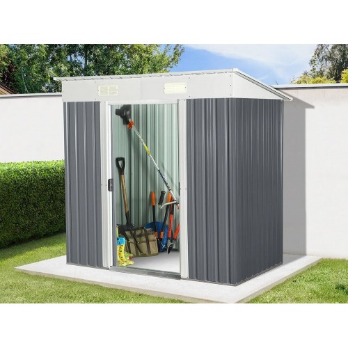 Casetta in Lamiera da Giardino 195x120 Rimessa per Attrezzi Capanno Ricovero Box