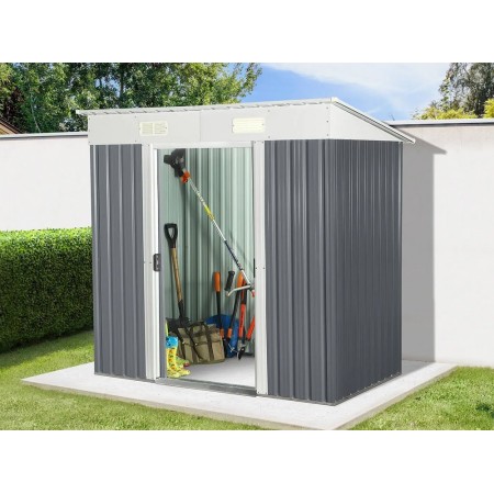 Casetta in Lamiera da Giardino 195x120 Rimessa per Attrezzi Capanno Ricovero Box
