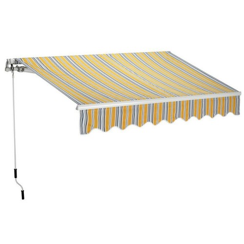 Tenda da Sole 300x200 a Bracci Retrattili Riga Gialla Rullo per Esterno Terrazzo