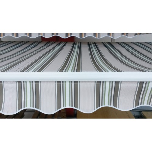 Tenda da Sole 300x200 a Bracci Retrattili Righe Verde Rullo per Esterno Terrazzo