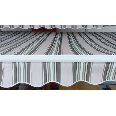 Tenda da Sole 300x200 a Bracci Retrattili Righe Verde Rullo per Esterno Terrazzo