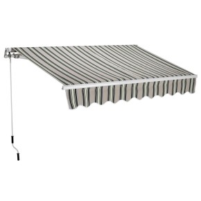 Tenda da Sole 300x200 a Bracci Retrattili Righe Verde Rullo per Esterno Terrazzo
