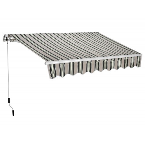 Tenda da Sole 300x200 a Bracci Retrattili Righe Verde Rullo per Esterno Terrazzo