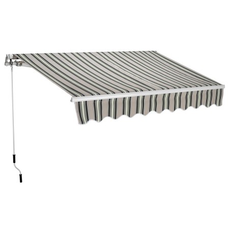 Tenda da Sole 300x200 a Bracci Retrattili Righe Verde Rullo per Esterno Terrazzo