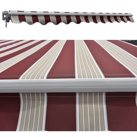 Tenda da Sole 300x200 a Bracci Retrattili Righe Rossa Rullo per Esterno Terrazzo
