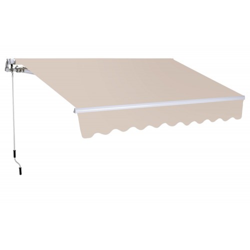 Tenda da Sole a Bracci Retrattili 300x200 Beige con Rullo per Esterno da Balcone