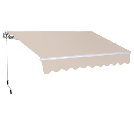Tenda da Sole a Bracci Retrattili 300x200 Beige con Rullo per Esterno da Balcone