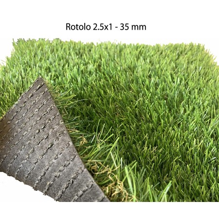 Prato Finto Rotolo 2.5x1 Metri 35 mm Erba Finta Moquette Manto Pronto Sintetico