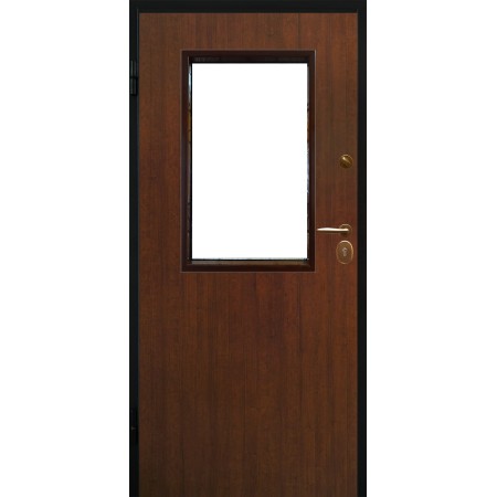 Porta Blindata Con Vetro Pannello Noce per Esterno Vetrata con Grata