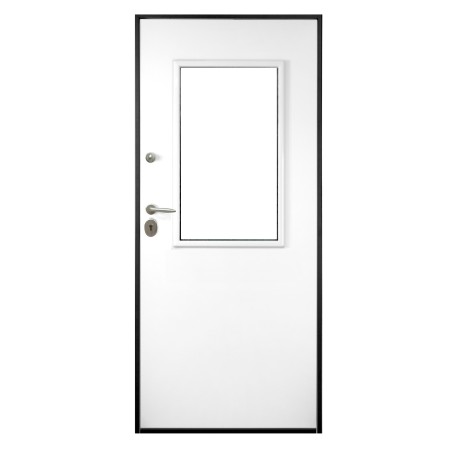 Porta Blindata Con Vetro Pannello Noce per Esterno Vetrata con Grata