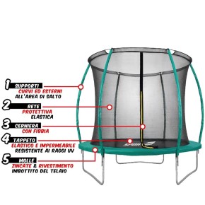 Trampolino Tappeto Elastico 305 cm Diametro Bambini Rete Sicurezza da Giardino 2