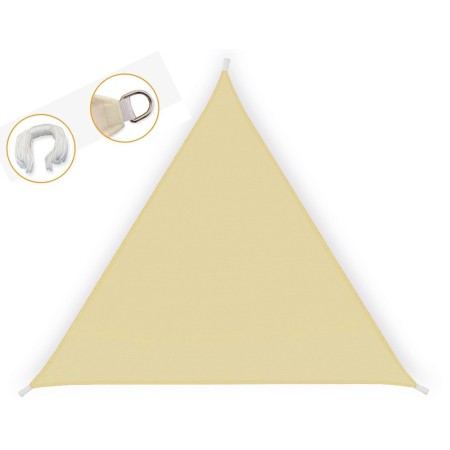 Vela Ombreggiante 3x3 Beige Triangolare Telo da Giardino Esterno Tenda Parasole
