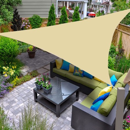 Vela Ombreggiante 3x3 Beige Triangolare Telo da Giardino Esterno Tenda Parasole