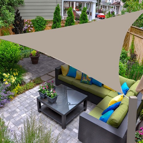 Vela Ombreggiante 5x5 Tortora Triangolare Tenda Parasole Giardino Impermeabile