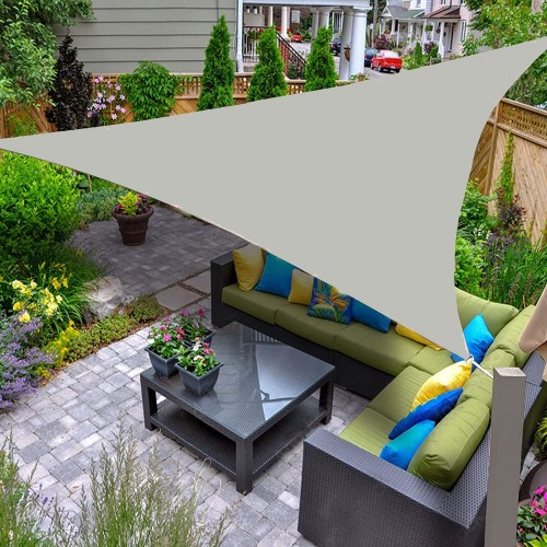 Vela Ombreggiante 5x5 Grigia Triangolare Tenda Parasole da Giardino Impermeabile