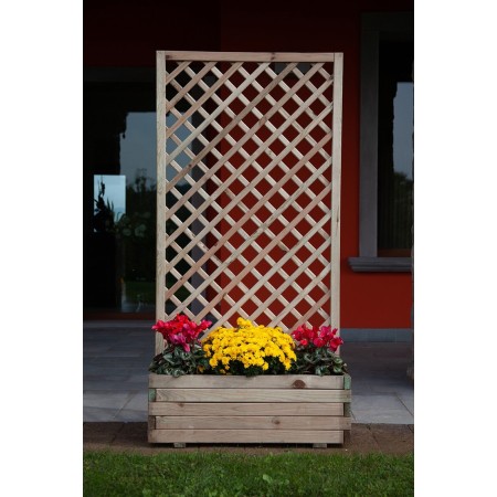 Fioriera con Grigliato 120 Balcone Vaso Spalliera Legno Rettangolare Portavaso