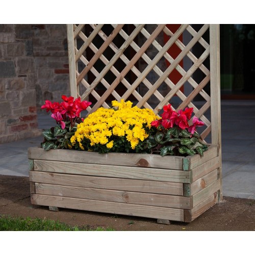 Fioriera con Grigliato 120 Balcone Vaso Spalliera Legno Rettangolare Portavaso