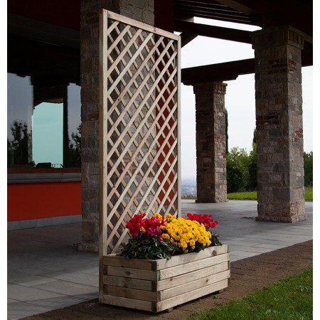 Fioriera con Grigliato 120 Balcone Vaso Spalliera Legno Rettangolare Portavaso