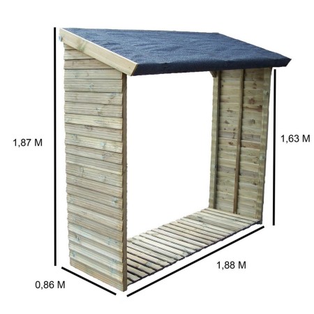 Tettoia Legnaia 188x86 2 Pareti in Legno Portalegna da Ardere Giardino Esterno