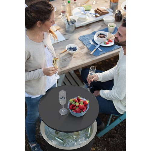 Tavolino in Resina da Cocktail 50x50 Grigio Portaghiaccio Esterno Tondo Piscina