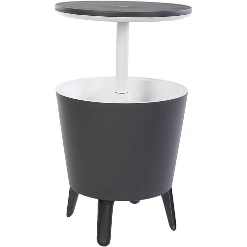 Tavolino in Resina da Cocktail 50x50 Grigio Portaghiaccio Esterno Tondo Piscina