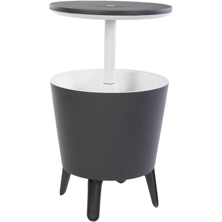 Tavolino in Resina da Cocktail 50x50 Grigio Portaghiaccio Esterno Tondo Piscina