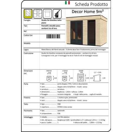 Casetta in Legno Abitabile 3.6x3 mt Parete Isolanti Porta Finestra da Giardino