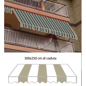 Tenda Parasole a Caduta 300x250 cm Beige con Bracci Balcone Esterno Rullo Sole
