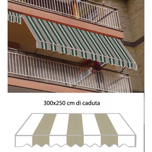 Tenda Parasole a Caduta 300x250 cm Beige con Bracci Balcone Esterno Rullo Sole