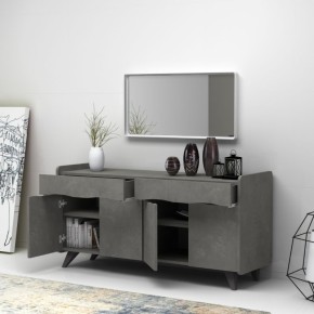 Credenza 4 Ante 2 Cassetti Grigio Cemento Porta TV Mobile da Soggiorno Madia 2