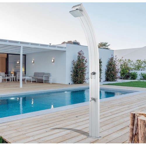 Doccia Solare in Alluminio Inox 30 litri per Esterno Giardino Piscina Campeggio