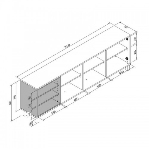Mobile Credenza 200 cm 3 Ante in Legno Bianco e rovere Naturale Madia Soggiorno