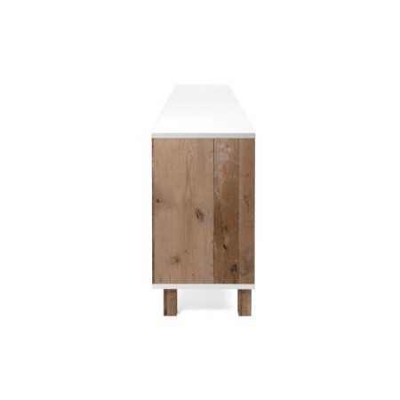 Mobile Credenza 200 cm 3 Ante in Legno Bianco e rovere Naturale Madia Soggiorno