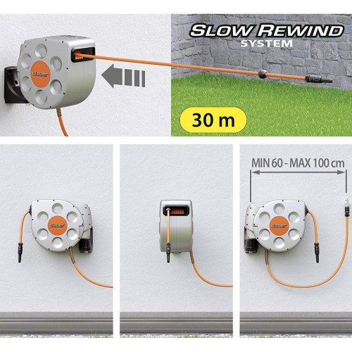 Avvolgitubo Automatico 30 a Muro da Parete Porta Tubo Acqua Giardino Innaffiare