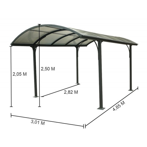Carport in Alluminio 3x4.8 metri Policarbonato Gazebo Posto Auto Capanno Tettoia