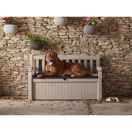 Keter Panchina Baule Effetto Legno Contenitore Apribile Esterno Beige Cassapanca
