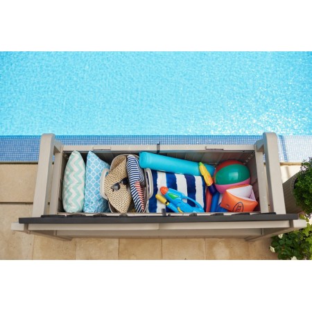 Keter Panchina Baule Effetto Legno Contenitore Apribile Esterno Beige Cassapanca