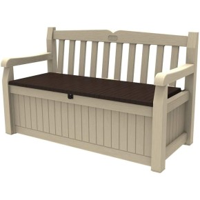 Keter Panchina Baule Effetto Legno Contenitore Apribile Esterno Beige Cassapanca