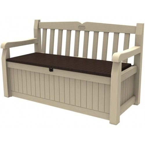Keter Panchina Baule Effetto Legno Contenitore Apribile Esterno Beige Cassapanca