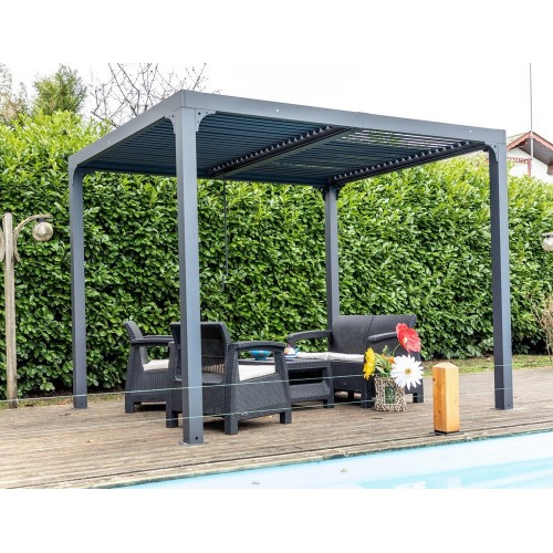 Pergola Bioclimatica 3x2.4 mt in Alluminio Gazebo da Giardino Terrazzo Pergolato