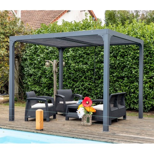 Pergola Bioclimatica 3x2.4 mt in Alluminio Gazebo da Giardino Terrazzo Pergolato
